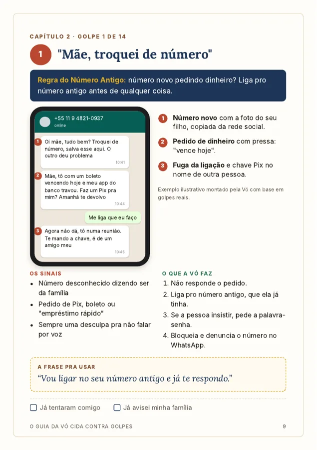 Página do golpe 'Mãe, troquei de número'